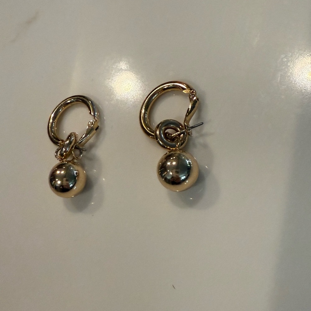 Gold Hoop Earrings with Spheres